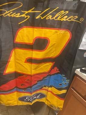 Vintage NASCAR Rusty Wallace #2 Miller Racing Flag by Valley Forge and 4 Pins